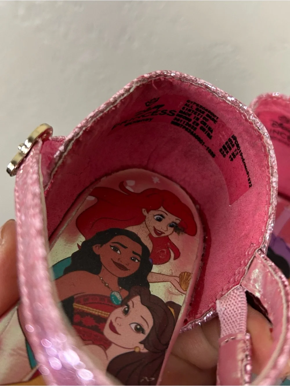 Disney Princess Pink Glitter Girls' Dress Shoes with Bow and Jewel